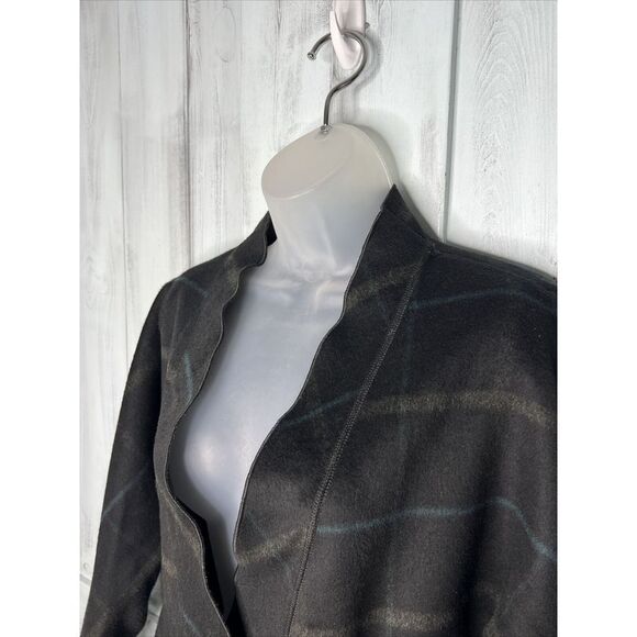BABETTE SF BLACK PLAID BOILED WOOL BLEND SINGLE BUTTON PLEATED SLEEVE JACKET S - Picture 6 of 16